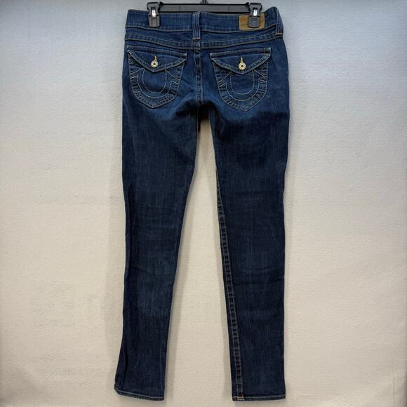 True Religion Jeans Women's 29 (8) Dark Blue Tapered Leg Low Rise Made in USA - Picture 2 of 15
